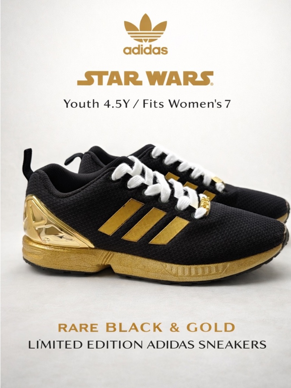 Adidas ZX Flux Star Wars Gold Detail Sneakers Youth 4.5Y Women 7